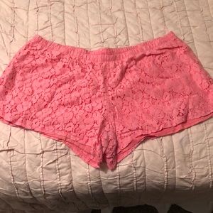 Pink lace sleep shorts